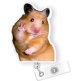 Funny Hamster Badge Reel Retractable for Nurse Nursing RN CNA LPN Medical Worker & Office Staff, Cute Nurse Badge Accessories, Hamster Meme ID Badge Holder with Alligator Clip & 24” Durable Nylon Cord