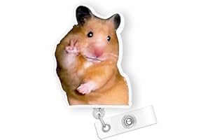 BYDEVIA Funny Hamster Badge Reel Retractable for Nurse Nursing RN CNA LPN Medical Worker & Office Staff, Cute Nurse Badge Accessories, Hamster Meme ID Badge Holder with Alligator Clip & 24” Durable Nylon Cord