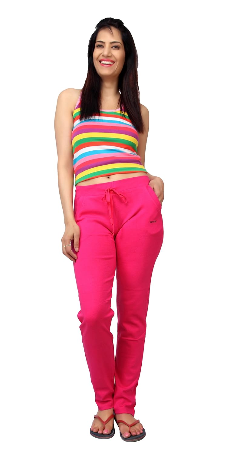 comix women cotton hosiery fabric comfort fit full length plain track pants