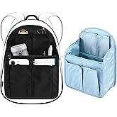 Sweetude 2 Pcs 7.9 x 4.8 x 11 Inch Mini Backpack Organizer Insert Small Shoulder Bag Divider for Rucksack Handbag Shoulder Bag Purse(Black, Light Blue)