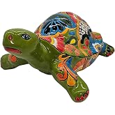 Talavera Pottery Store Galapagos Turtle Hand Painted Indoor Outdoor Multi Colored Figure Glazed Green