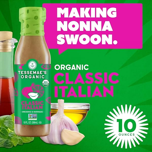 TESSEMAE’S ALL NATURAL SALAD DRESSING – FRESH FLAVORS (1 PACK, CLASSIC ITALIAN) – ORGANIC ITALIAN DRESSING – ITALIAN SALAD DRESSING – GLUTEN FREE ITALIAN DRESSING ORGANIC SUGAR FREE SALAD DRESSING