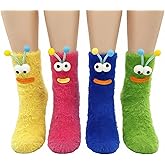 4 Pairs Funny Socks For Women Cute Plush Bug Stocking Fluffy Fuzzy Sleeping Socks Women'S Novelty Socks Gifts For Teenage Girls