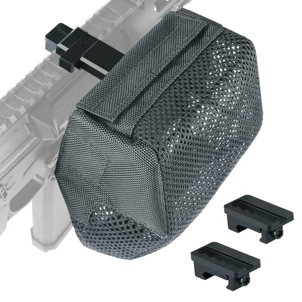 Feyachi Pic Rail Brass Catcher Heat Resistant Thickened Nylon Cartridge Casing Shell Catcher Net with Picatinny Rail Mount(Dark Grey)