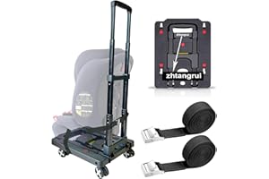 Car Seat Dolly for Airport - CarSeat Roller Cart Wheels for Airplane - Car Seat Travel Cart Carrier with Straps Foldable Lugg