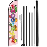 CrystalSylara Smoothies Feather Flag Set 2.5 x 12 ft Banner Swooper Flag with Flagpole for Storefronts Retailers Shops Food Trucks Events and Fairs