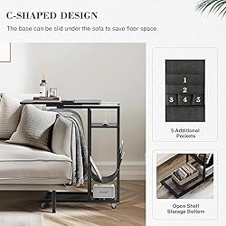 Colima C Shaped End Table with Charging Station