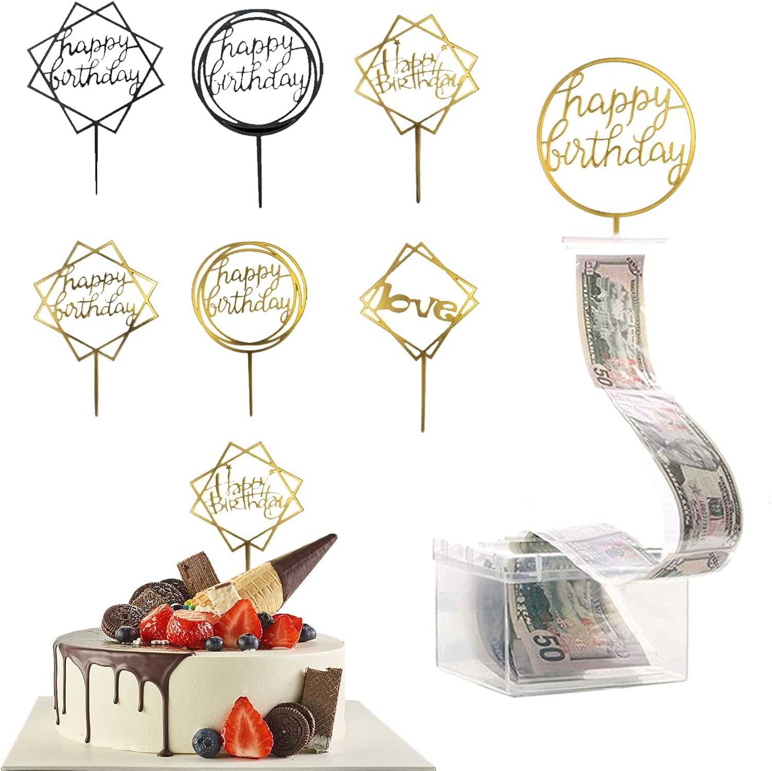 27 Pieces Money Cake Pull out Kit, Surprise Money Box for Cakes, Cake