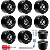 Tanzfrosch 8 Pack Roller Skate Wheels with Bearings Installed and 2 Toe Stoppers for Double Row Skating, Quad Skates and Skateboard Outdoor or Indoor Use, 32mm x 58mm 82A (Black)