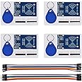 AEDIKO 4pcs RFID Kit RC522 RF IC Card Sensor Module MFRC-522 RFID Reader Module with Key Ring + S50 White Card + Jumper Wires