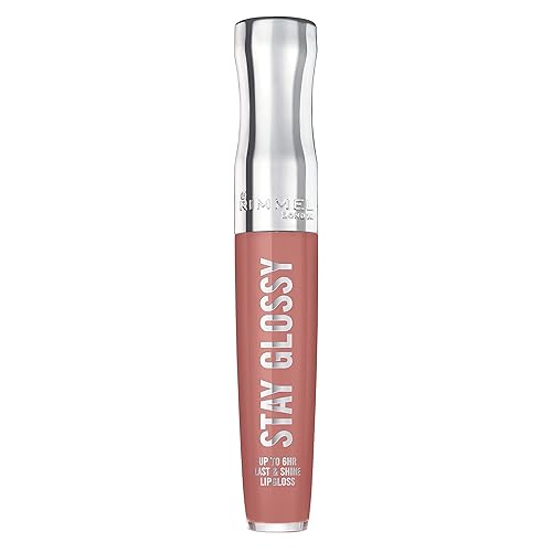 Rimmel Stay Glossy Lip Gloss - Non-Sticky and Lightweight Formula for Lip Color and Shine - 133 Bare Minimum, .18oz