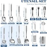 BEWOS 15-Piece Stainless Steel Kitchen Utensil Set with Bag Storage Bin view 2