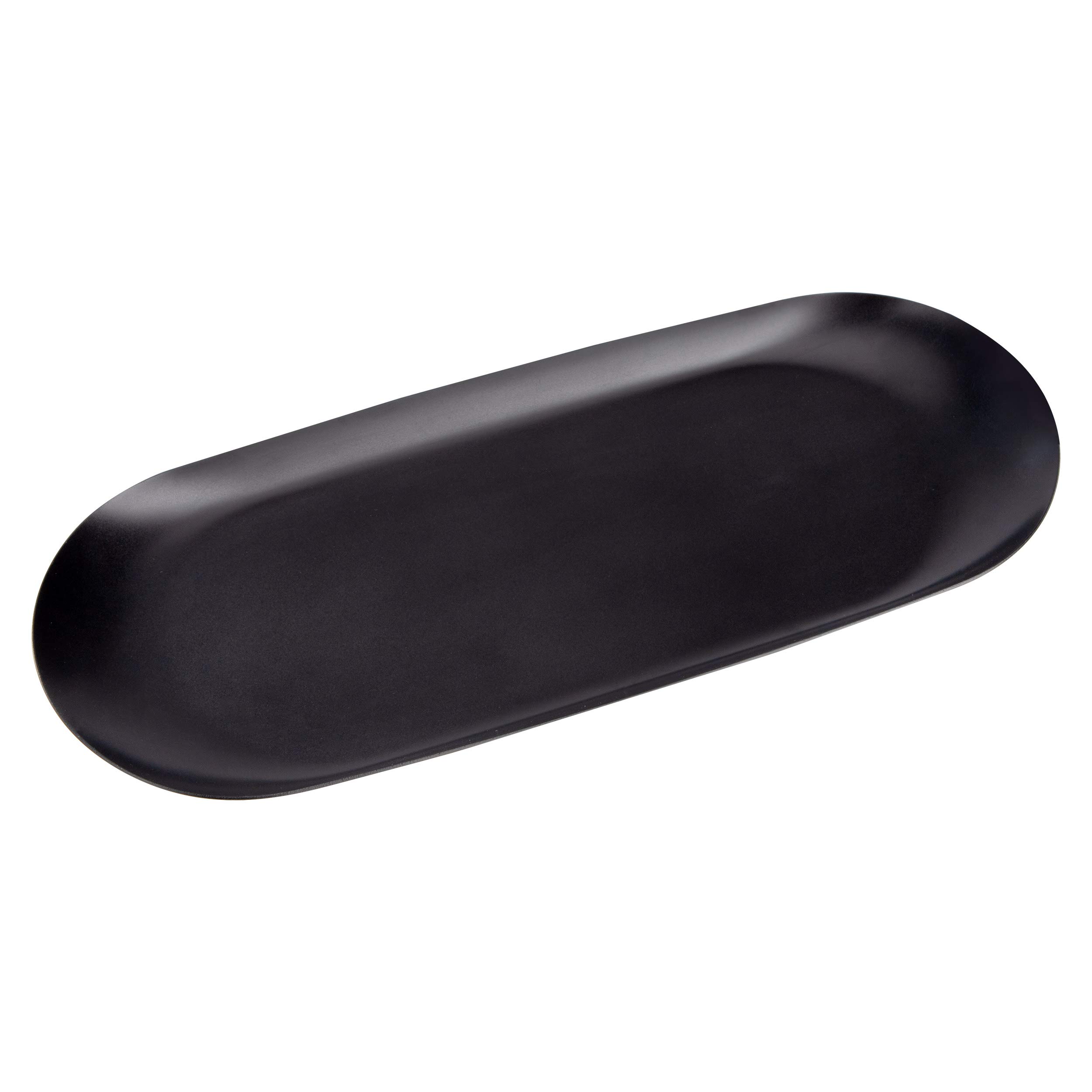 MengH-SHOP Stainless Steel Oval Storage Tray for Jewellery Cosmetics Candles Fruit Tea Black