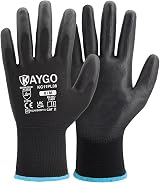 KAYGO PU Coated Work Gloves 12 Pairs KG11PB Medium Black