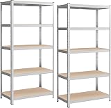 SONGMICS GLR050E02 Set of 2 Heavy Duty Shelving Units 5 Shelves 600 kg