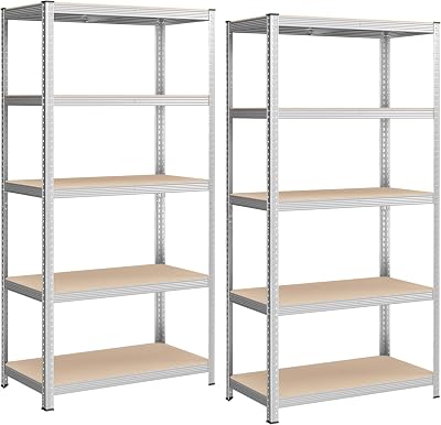 SONGMICS GLR050E02 Set of 2 Heavy Duty Shelving Units 5 Shelves 600 kg