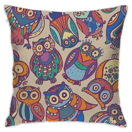 Amazon Com Eante Throw Pillow Cover Cute Colorful Owls Decorative
