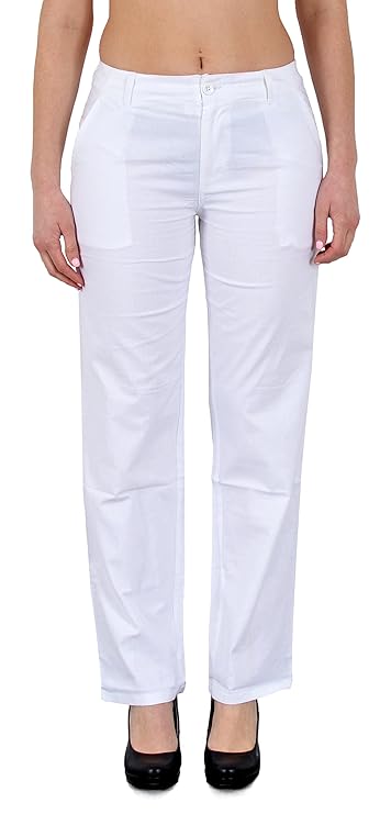 ESRA Damen Freizeithose Sommerhose Leinenhose Damen Leinen Hose bis Übergröße 5XL - BB127