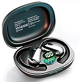 Aurasofix Open Ear Bluetooth Headphones 5.4, Wireless Earbuds with Ergonomic Ear Hook, 90H Battery Life, IPX7Waterproof, Smart Digital Display, Touch Control - for Running, Cycling, Workout