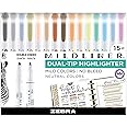 Zebra Pen Mildliner Double-Ended Highlighter Set, Broad and Fine Point Tips, Ideal for Bible Highlighting, No Bleed, Assorted Neutral Vintage Ink Colors, 15-Pack (78315)