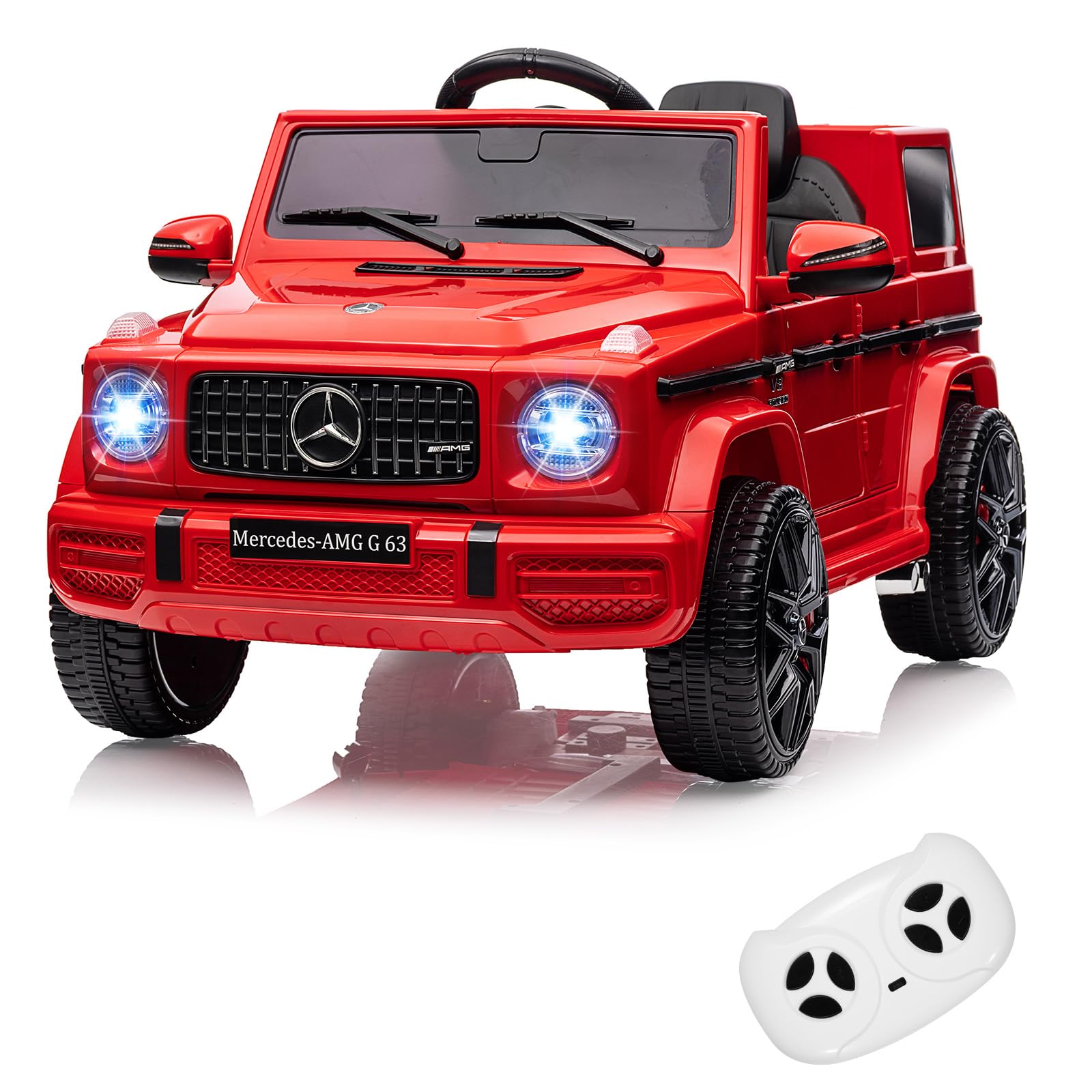 Photo 1 of *Dirty* 12V Kids Ride on Car, Licensed Mercedes Benz G63 Car for Kids w/Remote Control, Safety Lock, Soft Start, Wheels Suspension, LED Light, Bluetooth, Music Battery Powered Kids Cars to Drive, Red