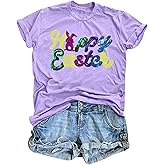 Happy Easter Shirt Women Chillin with My Peeps Tee Shirt Cute Rabbit Graphic T-Shirt Easter Gift Tee Tops