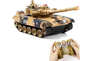 Supdex 1/24 RC Tank, Remote Control Russian T-90 Army Model Tank with Sound Effects, Lights and Smoke, 2.4G Military Model Toy for Kids, Perfect Birthday for Boys 6+ Years Old