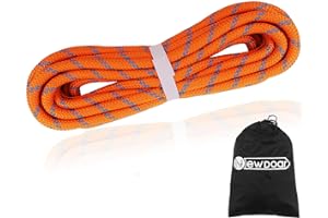 NewDoar 8mm Climbing Accessory Cord High Strength Rope Equipment for Mountain Climb, Fire Rescue Escape, Outdoor Survival, Camping (Polyester 20ft)