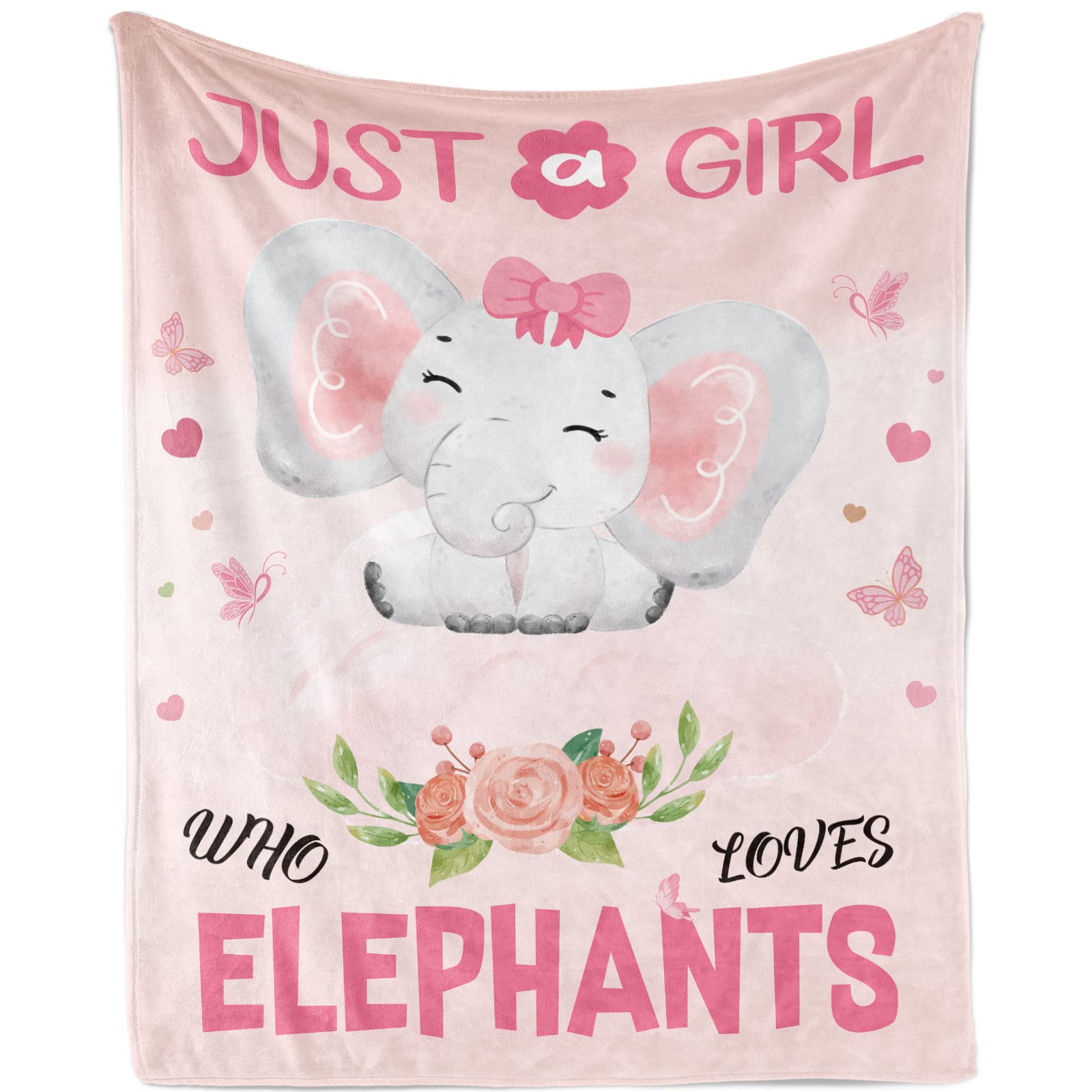 Just A Girl Elephant Blanket - Soft Warm Cozy Fleece Throw for Teens & Couch, 130x150cm