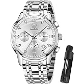 OLEVS Men Multifunction Watch, Multi Dial Waterproof Luminous Chronograph Men's Watch with Date Gift for Men,Stainless Steel Watches for Men,Classic Men Wrist Watch