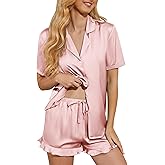 Lanyoshe Silk Pajamas for Women Satin Womens Pajama Sets Short Sleeve Set 2-Piece Sleepwear