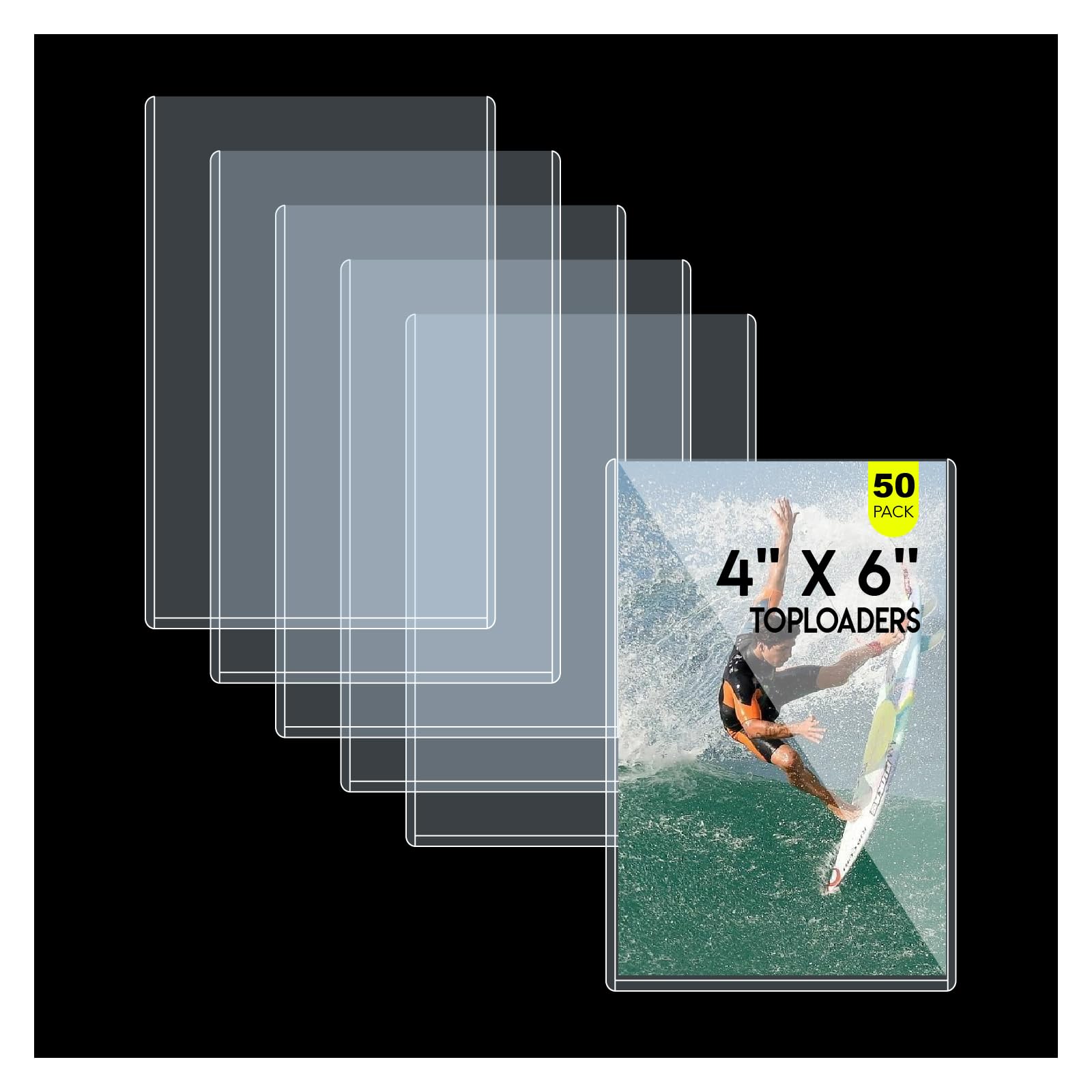 Photo 1 of 50ct 4x6 Toploaders - Ultra Durable Card Protectors for Postcard, Photos & Collectibles, Crystal Clear, Archival-Safe, Fits 4x6 Inch Sheet