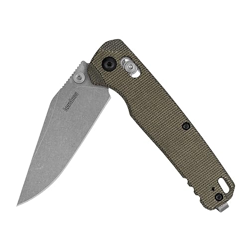 Kershaw Bel Air Pocket Knife, Made in the USA, 3.4 inch CPM MagnaCut Clip Point Blade, Micarta Handle, Duralock Locking Mechanism, Manual Folder, Pocketclip