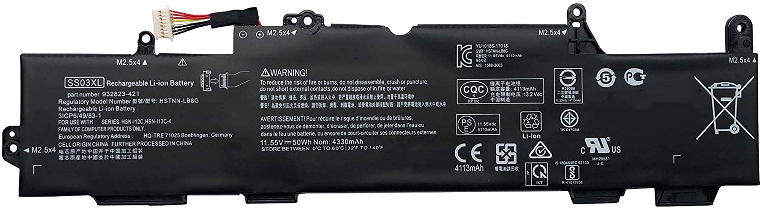 ASKC HSTNN-LB8G SS03XL Laptop Battery for Hp EliteBook 730 735 740 745 755 830 840 846 G5 745 840 G6 ZBOOK 14U G5 G6 HSN-I12C Series 933321-855 932823-421 11.55V 50Wh