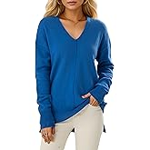 Simple&Opulence Women’s V Neck Sweaters Long Sleeve Ribbed Soft Knit Pullover Cozy Lightweight Casual Tops