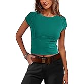 LAMISSCHE Womens Summer Crop Tops Short Sleeve Cropped T Shirts Slim Fit Going Out Tops Baisc Tee