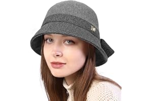 COLORSUN Women Winter Knit 1920s Vintage Bucket Bowler Hat Round Brim Warm Hat