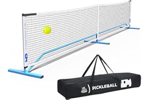 DEERFAMY 22FT Portable Tennis Pickleball Net System, Regulation Size PE Net for Driveway, Designed for All Weather Conditions with Steady Metal Frame and Strong with Carrying Bag