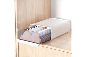 Miaocona Underwear Organizer Drawer, 1 Cell Plastic Sock Underwear Storage Drawer, Stackable Closet Organizers and Storage Box for Bras, Socks, Scarves, Ties, Belt (King Size-White, 1 Pcs)