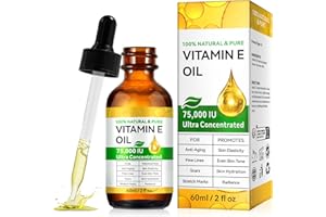 YJDHRPBI Vitamin E Oil,Natural Vitamin E Oil for Skin 75,000 IU, Organic Pure Vitamins E Oils for Skin Face,Body Bath Moisturizing and Winkles,Reduce Fine Lines & Scars 2Fl Oz
