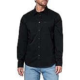 Hugo Mens Cotton Twill Woven Logo Button Down Shirt