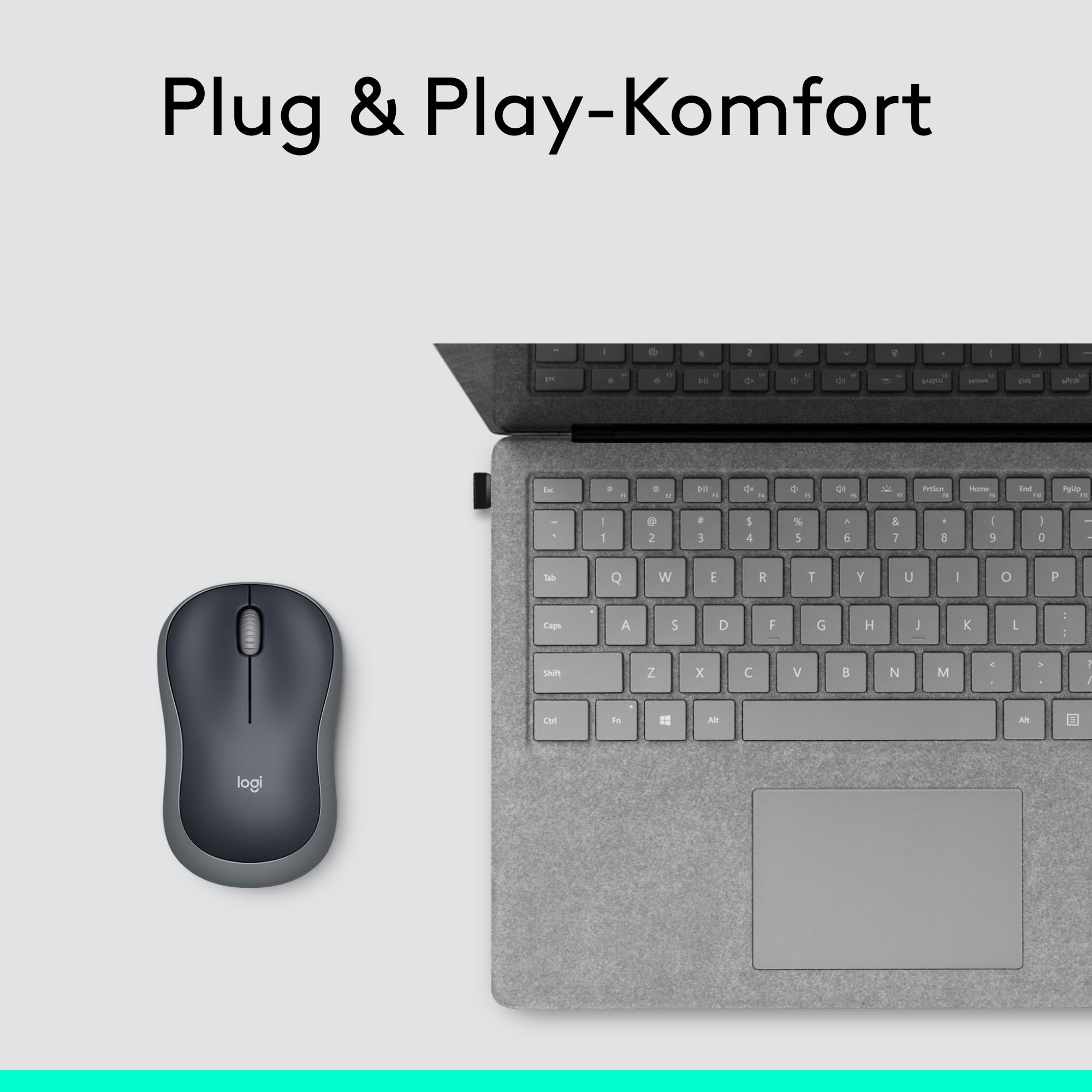 Logitech M185 Kabellose Maus, 2,4 GHz mit USB-Nano-Empfänger, 12 Monate Batterielaufzeit, 1000 DPI Optical Tracking, Für Links- und Rechtshänder, Kompatibel mit PC, Mac, Laptop - Grau 8