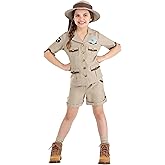 Girls Paleontologist Halloween Costume | Kids Safari Outfit with Shirt, Shorts, and Hat for Dress-Up and Themed Events