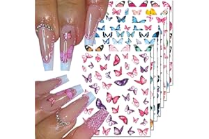 BSBTBZ 8Pcs Butterfly Nail Art Stickers Decals,3D Butterfly Nail Stickers for Nail Art,3D Self-Adhesive Nail Supplies Colorful Butterflies Wings Designer Nail Sticker for Women DIY Nails Designs Decoration