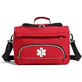 BNYYUG Empty Red First Responder Bag On Call Trauma Bag EMT First Aid Carrier for Paramedics and Emergency Medical Supplies Kit (Red)