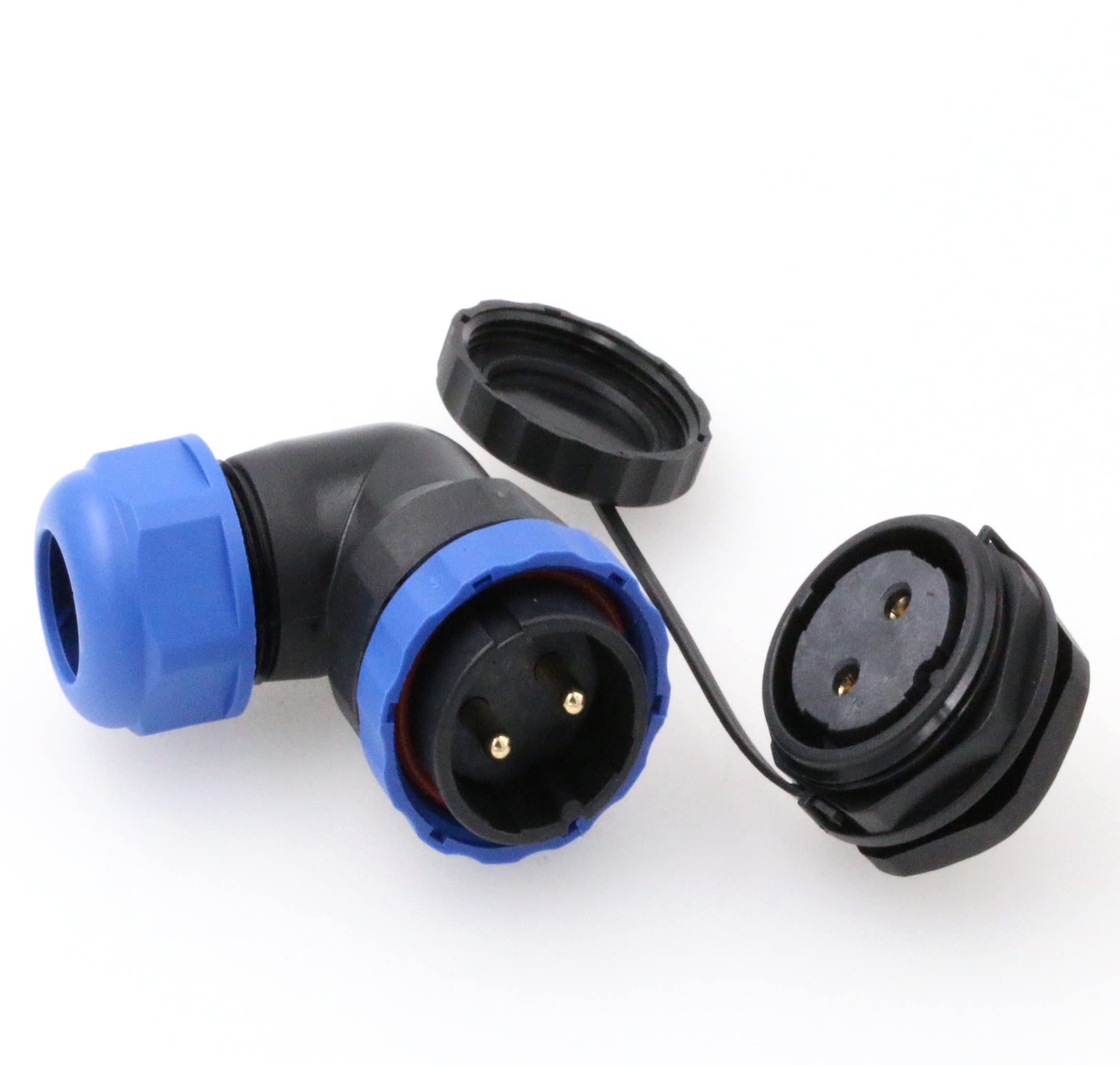 Eonvic SD28 2 Pin 90 Degree IP68 Waterproof Connector Right Angle Plug and Socket Panel Mount Connectors Electrical Power Circular Connector