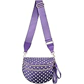 MEISEY Polka Dots Crossbody Bag Bum Bag for Women,Spacious Checkered Purse Fanny Packs Belt Bag (Cloudy Purple Polka Dots)