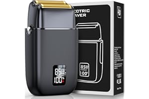 SAWKISM Electric Razor for Men Face, Electric Shavers for Men, Cordless Portable Rechargeable Waterproof Foil Shavers with LED Display, 3 Speeds, Travel Lock for Beard and Face Shaving (Black)
