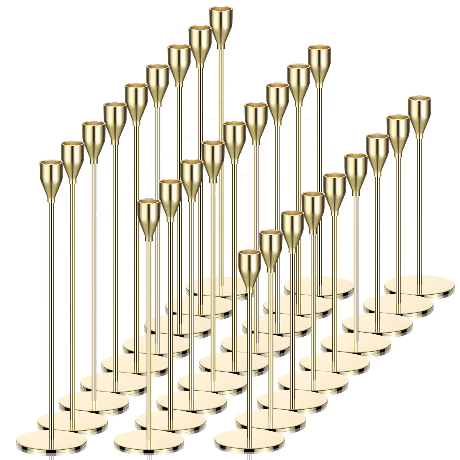 Photo 1 of Potchen 27 Pack Candles Holder, 9 Sets Taper Candlestick Holders Fit 0.75 Inch Thick Pillar Candles, Long Candle Sticks Centerpiece Decor for Home Wedding Dinning Party Anniversary(Gold)