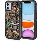Compatible with iPhone 12 Case iPhone 12 Pro Case Camo Leaf Design for Men Boys, 3-Layer Rugged Shockproof Hard Plastic Bumper +Soft Silicone Rubber Heavy Duty Protection Cover